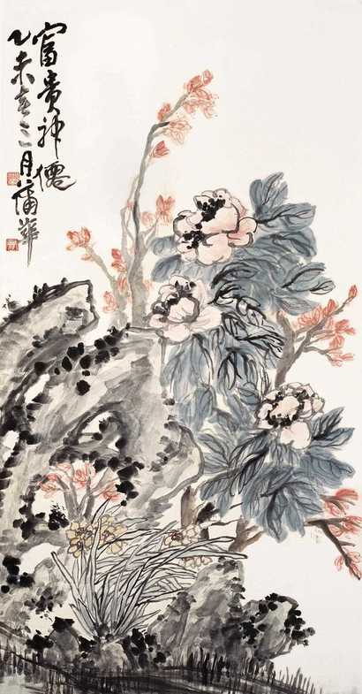 蒲华 富贵神仙 立轴